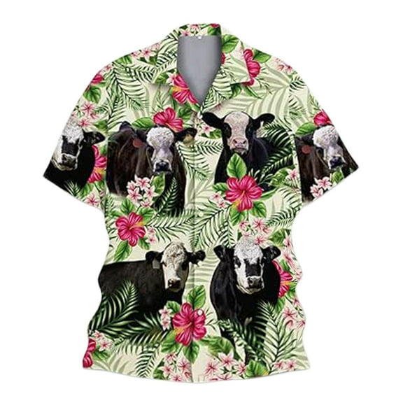 CONZONE Mens Buttons Down Shirts Short Sleeve Shirts For Men Trendy Casual Graphic Hawaii Lapel Soft Lightweight Tops