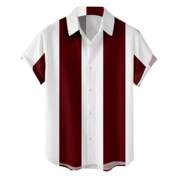 CONZONE Mens Buttons Down Shirts Short Sleeve Shirts For Men Trendy Patchwork Color Lapel Soft Lightweight Tops