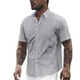 thumbnail image 1 of CONZONE Mens Buttons Down Shirts Short Sleeve Shirts For Men Trendy Solid Color Lapel Soft Lightweight Tops, 1 of 4