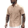 thumbnail image 1 of CONZONE Mens Buttons Down Shirts Short Sleeve Shirts For Men Trendy Solid Color Lapel Soft Lightweight Tops, 1 of 4