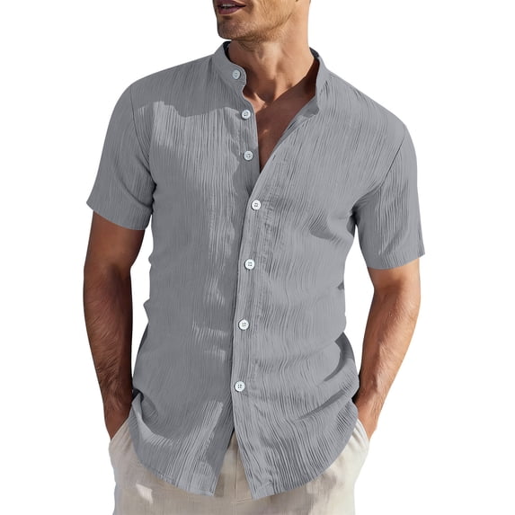 CONZONE Mens Buttons Down Shirts Short Sleeve Shirts for Men Trendy Solid Color Slim Soft Lightweight Summer Tops