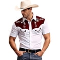 thumbnail image 1 of CONZONE Mens Buttons Down Shirts Short Sleeve Shirts for Men Trendy Western Cowboy Embroidery Collared Soft Lightweight Summer Tops, 1 of 4