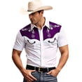 thumbnail image 1 of CONZONE Mens Buttons Down Shirts Short Sleeve Shirts for Men Trendy Western Cowboy Embroidery Collared Soft Lightweight Summer Tops, 1 of 4