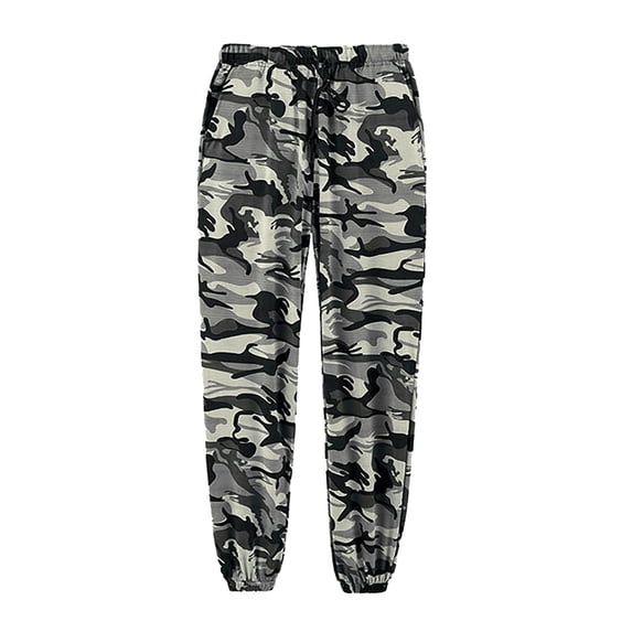 CONZONE Mens Camouflage Pants Straight Leg Athletic Pants for Men Trendy Elastic Waist Drawstring Baggy Breathable Joggers Pant With Pockets