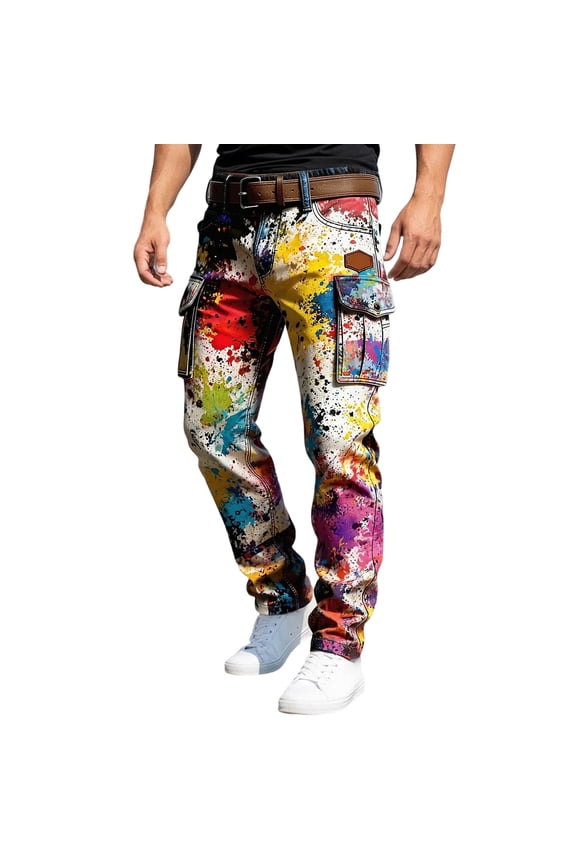 Mens Cargo Pants Graffiti Graphic Y2K Staight Leg Cargo Pants for Men Lightweight Relaxed Fit Outdoor Workout Trousers With Pockets