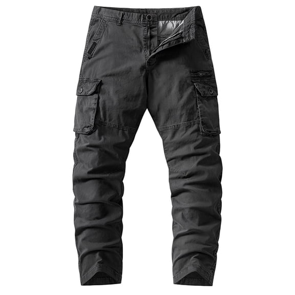 CONZONE Mens Cargo Pants Solid Color Y2K Buttons Straight Leg Cargo Pants for Men Lightweight Relaxed Fit Streetwear Workout Trousers With Pockets