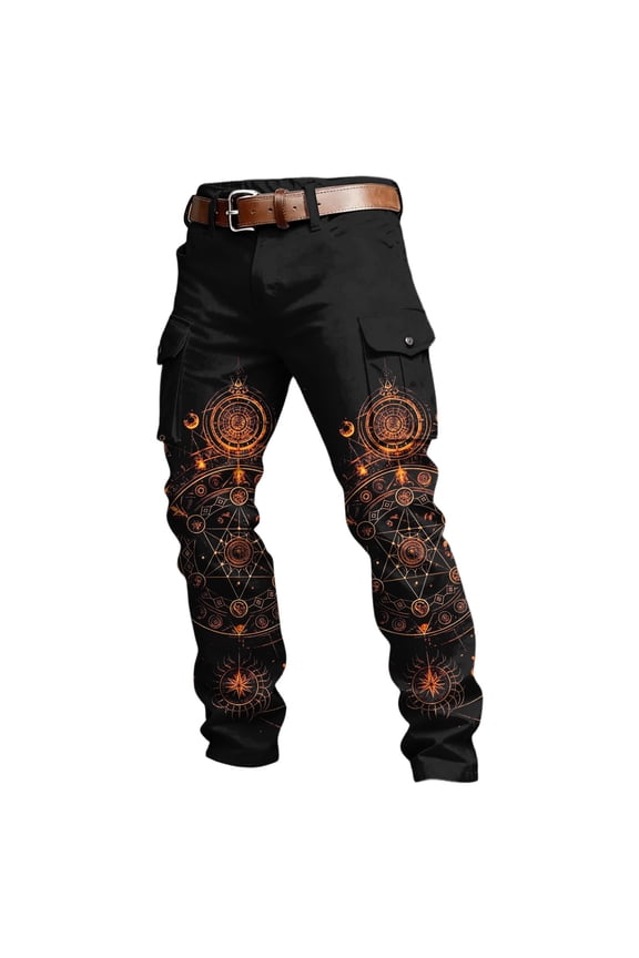 Mens Cargo Pants Viking Mythology Graphic Y2K Straight Leg Cargo Pants for Men Lightweight Relaxed Fit Streetwear Trousers With Pockets