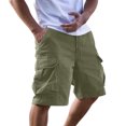 thumbnail image 1 of CONZONE Mens Cargo Shorts Elastic Waist Drawstring Hiking Shorts for Men Solid Color Lightweight Loose Fit Gym Athletic Shorts With Pockets, 1 of 8