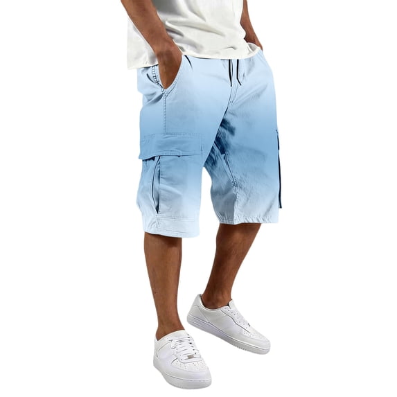CONZONE Mens Cargo Shorts Gradient Color Straight Leg Cargo Shorts for Men Lightweight Relaxed Fit Outdoor Workout Shorts With Pockets