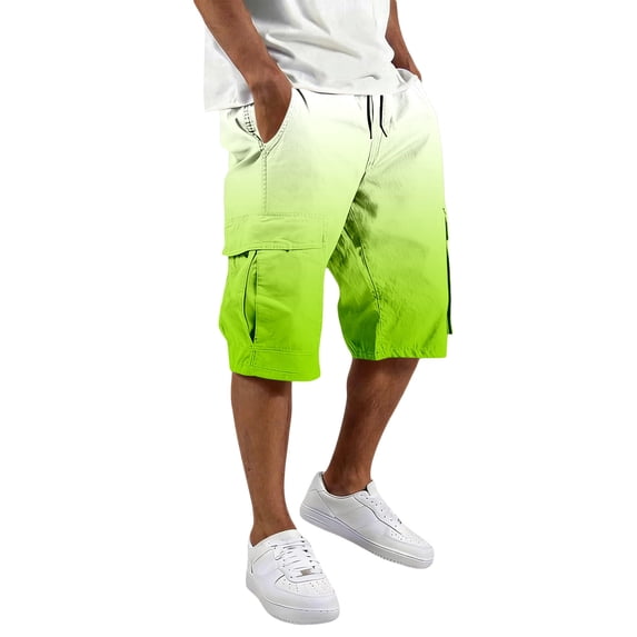 CONZONE Mens Cargo Shorts Gradient Color Straight Leg Cargo Shorts for Men Lightweight Relaxed Fit Outdoor Workout Shorts With Pockets