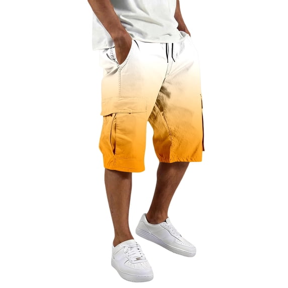 CONZONE Mens Cargo Shorts Gradient Color Straight Leg Cargo Shorts for Men Lightweight Relaxed Fit Outdoor Workout Shorts With Pockets