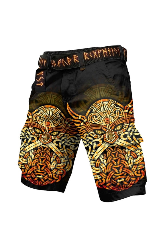 Mens Cargo Shorts Viking Mythology Graphic Y2K Straight Leg Cargo Shorts for Men Lightweight Relaxed Fit Streetwear Outdoor Shorts With Pockets