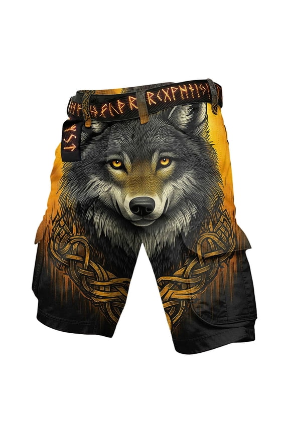 Mens Cargo Shorts Viking Mythology Graphic Y2K Straight Leg Cargo Shorts for Men Lightweight Relaxed Fit Streetwear Outdoor Shorts With Pockets