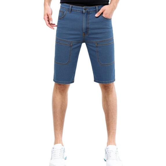 CONZONE Mens Casual Denim Shorts Buttons Short Jeans for Men Solid Color Lightweight Loose Fit Streetwear Denim Shorts With Pockets