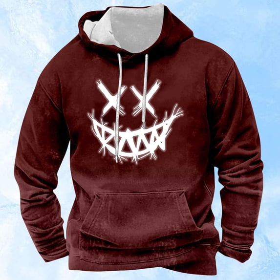 CONZONE Mens Casual Hoodies Long Sleeve Pullover Hoodie for Men Graphic Y2K Hooded Sweatshirts With Pocket