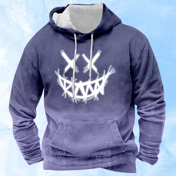 CONZONE Mens Casual Hoodies Long Sleeve Pullover Hoodie for Men Graphic Y2K Hooded Sweatshirts With Pocket