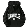 thumbnail image 1 of CONZONE Mens Casual Hoodies Long Sleeve Pullover Hoodie for Men Half Zip Letter Graphic Y2K Hooded Sweatshirts With Pocket, 1 of 2