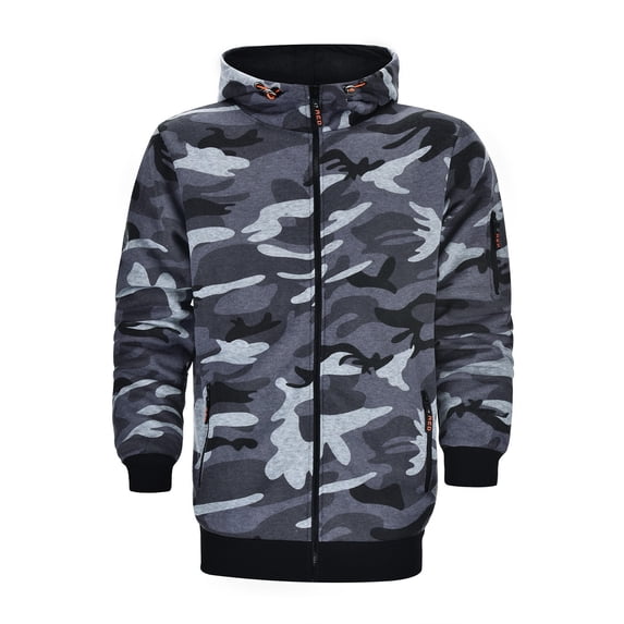 CONZONE Mens Casual Hoodies Long Sleeve Pullover Hoodie for Men Zip Up Camouflage Hooded Sweatshirts With Pocket