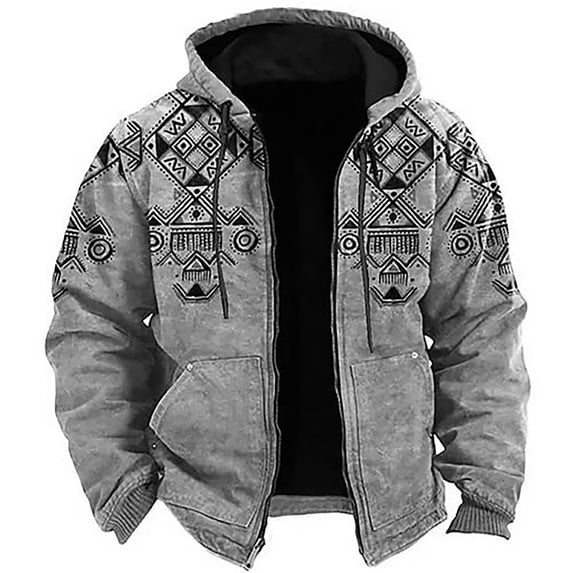 CONZONE Mens Casual Hoodies Zip Up Long Sleeve Pullover Hoodie for Men Graphic Y2K Warm Fall Winter Hooded Sweatshirts with Pocket