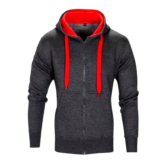 CONZONE Mens Casual Hoodies Long Sleeve Pullover Hoodie for Men Zip Up Solid Fall Hooded Sweatshirts With Pocket