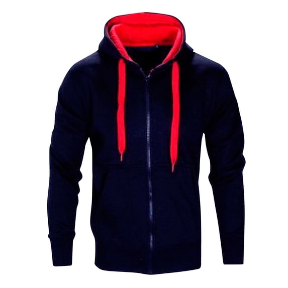 CONZONE Mens Casual Hoodies Long Sleeve Pullover Hoodie for Men Zip Up Solid Fall Hooded Sweatshirts With Pocket