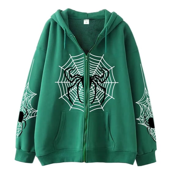 CONZONE Mens Casual Hoodies Zip Up Long Sleeve Pullover Hoodie for Men Web Graphic Y2K Streetwear Hooded Sweatshirts with Pocket