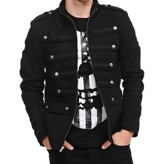 CONZONE Mens Casual Jacket Gothic Jacket for Men Zip Up Solid Fall Windbreaker Jackets With Pockets