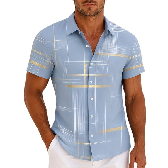 CONZONE Mens Casual Shirts Short Sleeve Buttons Down Shirts for Men Lapel Graphic Summer Tee Tops