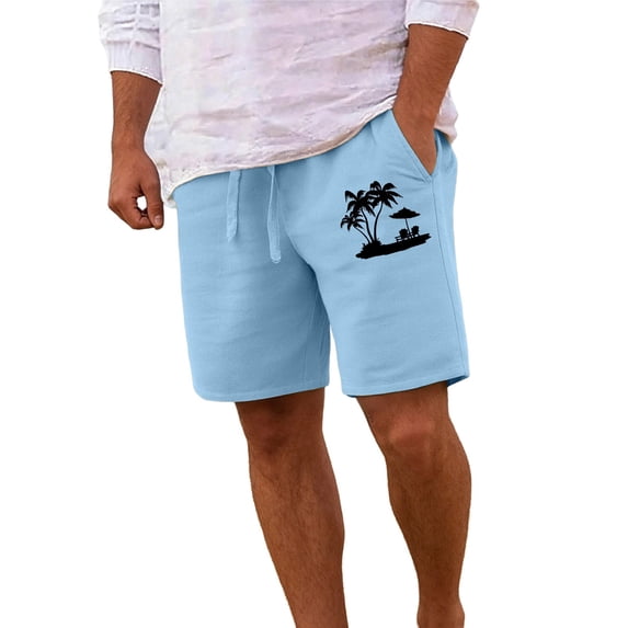 CONZONE Mens Casual Shorts Elastic Waist Drawstring Summer Beach Shorts For Men Hawaiian Graphic Lightweight Loose Fit Outdoor Shorts With Pockets