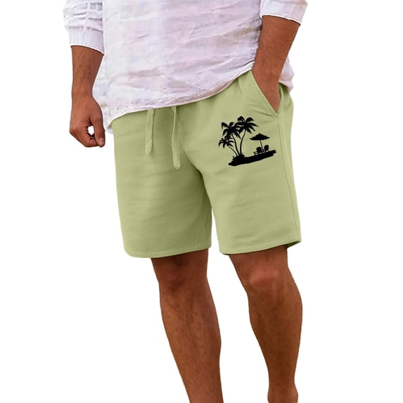 CONZONE Mens Casual Shorts Elastic Waist Drawstring Summer Beach Shorts For Men Hawaiian Graphic Lightweight Loose Fit Outdoor Shorts With Pockets