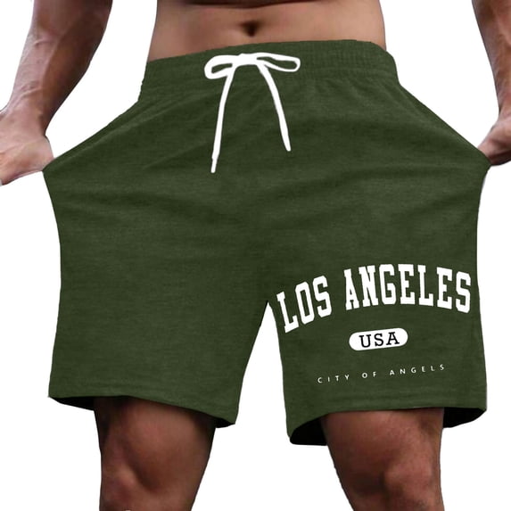 CONZONE Mens Casual Shorts Elastic Waist Summer Shorts for Men Letter Graphic Y2K Lightweight Loose Fit Workout Gym Shorts With Pockets