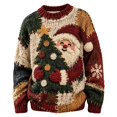 thumbnail image 1 of CONZONE Mens Christmas Sweaters Funny Santa Claus Embroidery Long Sleeve Knit Sweatshirt Crewneck Warm Fall Winter Pullover Knitwear, 1 of 6