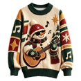 thumbnail image 1 of CONZONE Mens Christmas Sweaters Funny Snowman Embroidery Long Sleeve Knit Sweatshirt Crewneck Warm Fall Winter Pullover Knitwear, 1 of 5