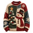 thumbnail image 1 of CONZONE Mens Christmas Sweaters Funny Snowman Embroidery Long Sleeve Knit Sweatshirt Crewneck Warm Fall Winter Pullover Knitwear, 1 of 6