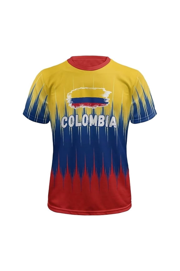 Mens Colombia Soccer T-Shirts Short Sleeve International Football T Shirts for Men Crew Neck Graphic Casual Summer Tee Tops