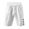 thumbnail image 1 of CONZONE Mens Cotton Linen Shorts Elastic Waist Drawstring Summer Shorts for Men Casual Graphic Lightweight Loose Fit Vacation Beach Shorts With Pockets, 1 of 7