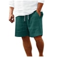 thumbnail image 1 of CONZONE Mens Cotton Linen Shorts Elastic Waist Summer Shorts for Men Solid Color Ribbed Lightweight Loose Fit Workout Gym Shorts With Pockets, 1 of 7
