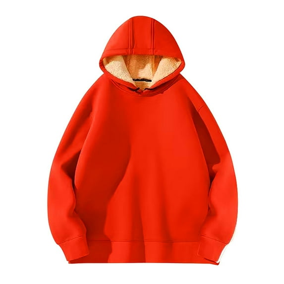 CONZONE Mens Fleece Hoodies Solid Color Hoodie for Men Thick Long Sleeve Warm Pullover Hooded Sweatshirt Soft Fall Winter Sweatshirts With Pocket