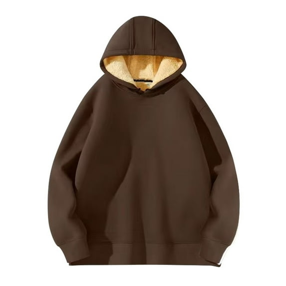 CONZONE Mens Fleece Hoodies Solid Color Hoodie for Men Thick Long Sleeve Warm Pullover Hooded Sweatshirt Soft Fall Winter Sweatshirts With Pocket