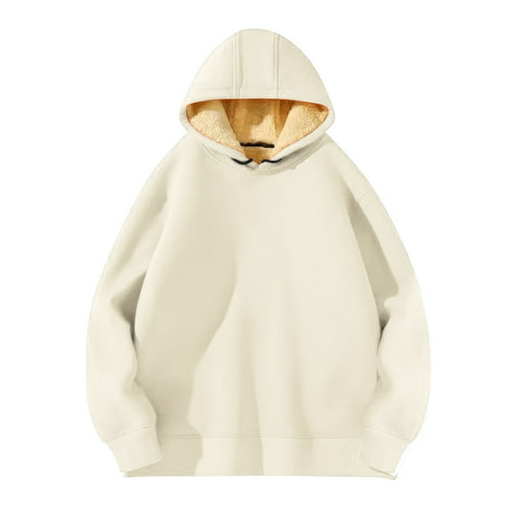 CONZONE Mens Hoodies Solid Color Hoodie for Men Thick Long Sleeve Warm Pullover Hooded Sweatshirt Soft Fall Winter Sweatshirts With Pocket