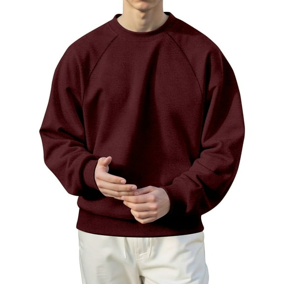 CONZONE Mens Lined Sweatshirts Crewneck Sweatshirt for Men Solid Color Long Sleeve Warm Fashion Fall Winter Workout Clothes