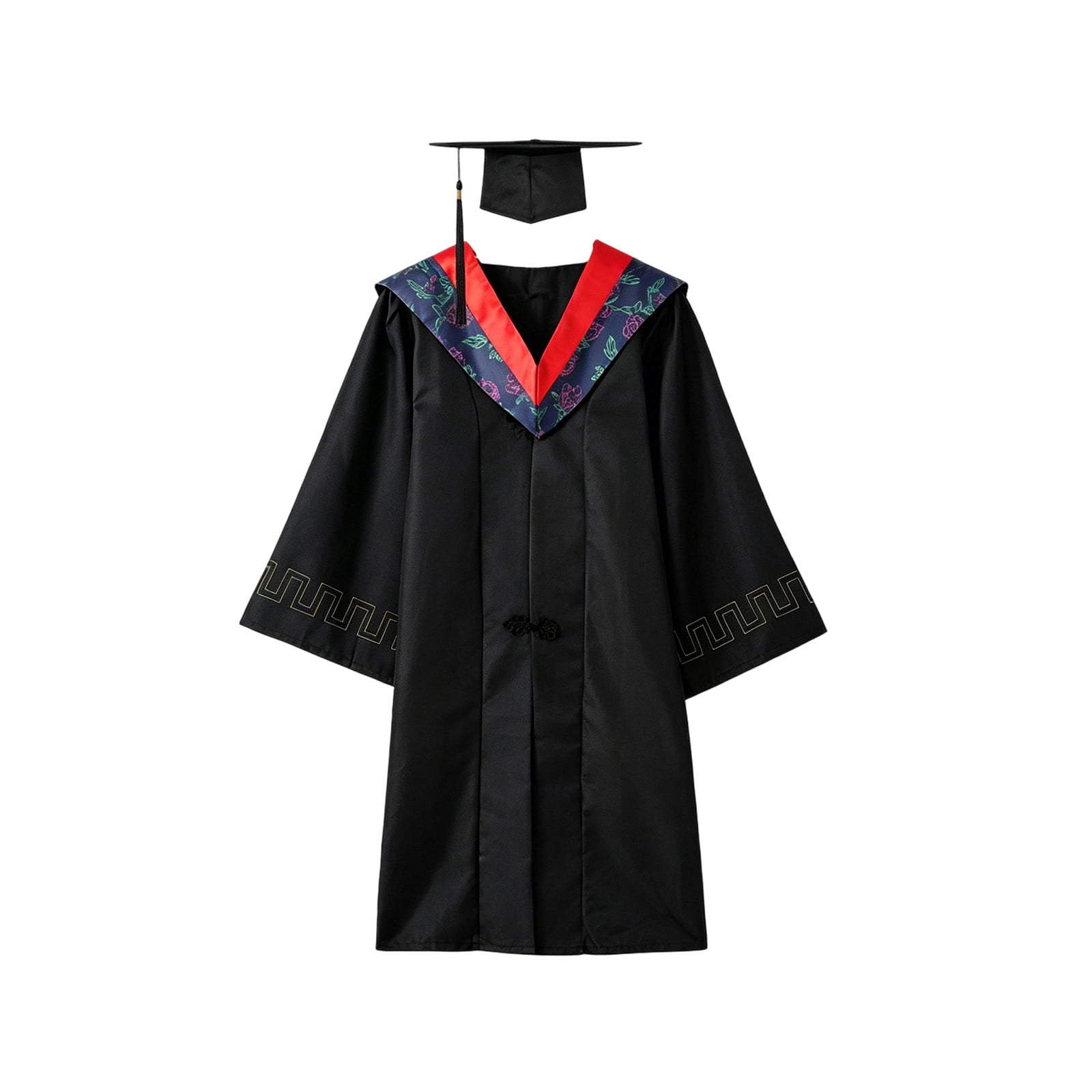 mens graduation dress CONZONE Gown And Cap Outfits Patchwork Color Long Sleeve Graduation Gown Tassel Cap Sets For High School And College Graduation £100-£150