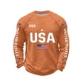 thumbnail image 1 of CONZONE Mens Graphic T-Shirt Independence Day Patriotic Print Long Sleeve Crew Neck Fashion Casual Tops Orange Size 2Xl, 1 of 3