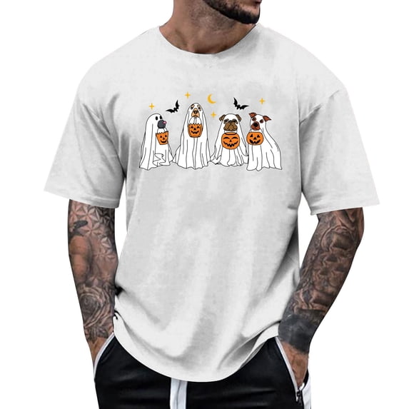 CONZONE Mens Halloween T-Shirts Graphic Tees for Men Short Sleeve Crew Neck Casual Tops