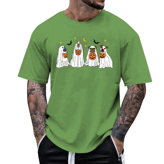 CONZONE Mens Halloween T-Shirts Graphic Tees for Men Short Sleeve Crew Neck Casual Tops