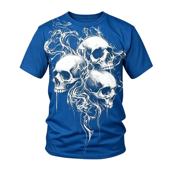 CONZONE Mens Halloween T-Shirts Skeleton Graphic Tees for Men Short Sleeve Crew Neck Casual Tops