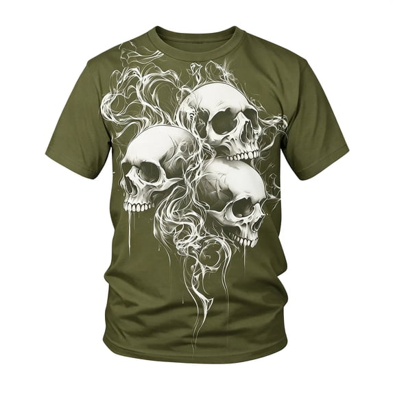 CONZONE Mens Halloween T-Shirts Skeleton Graphic Tees for Men Short Sleeve Crew Neck Casual Tops