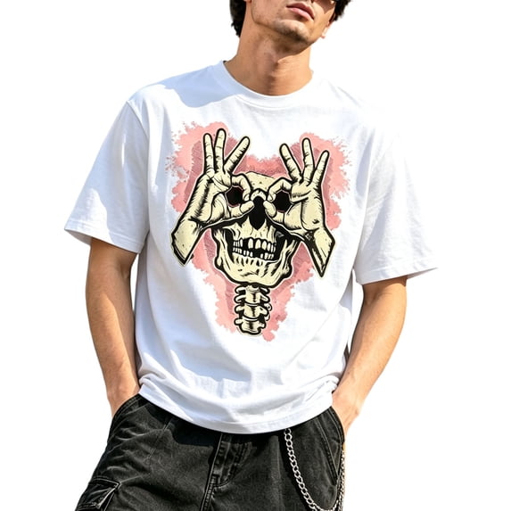 CONZONE Mens Halloween T-Shirts Skeleton Graphic Tees for Men Short Sleeve Crew Neck Casual Tops