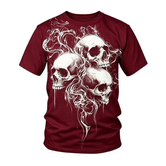 CONZONE Mens Halloween T-Shirts Skeleton Graphic Tees for Men Short Sleeve Crew Neck Casual Tops