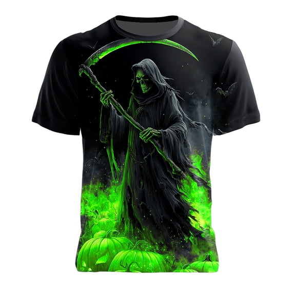 CONZONE Mens Halloween T-Shirts Spooky Season Graphic Tees for Men Short Sleeve Crew Neck Casual Tops